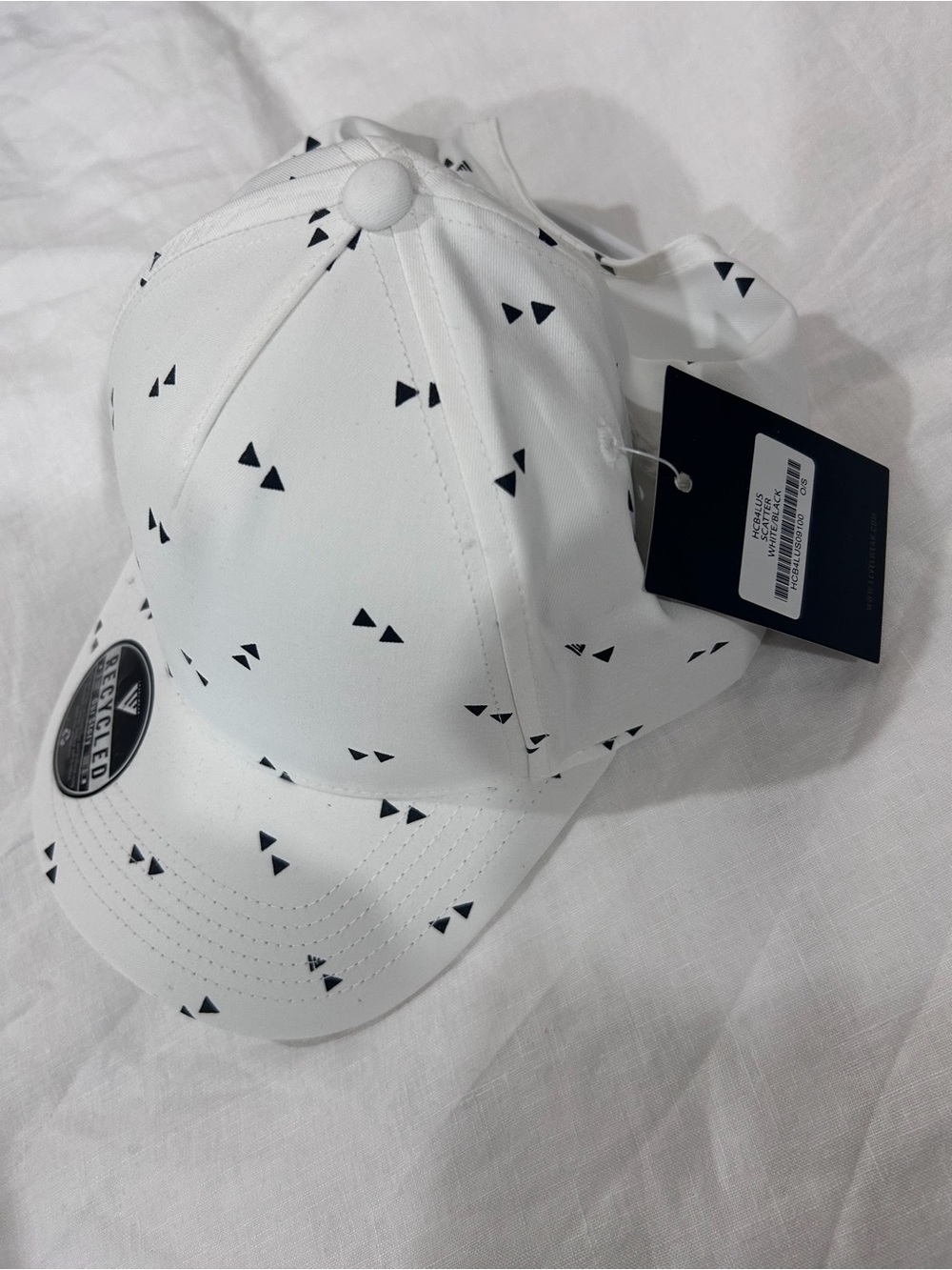 Men’s Levelwear White Baseball Cap with Black Triangle Print